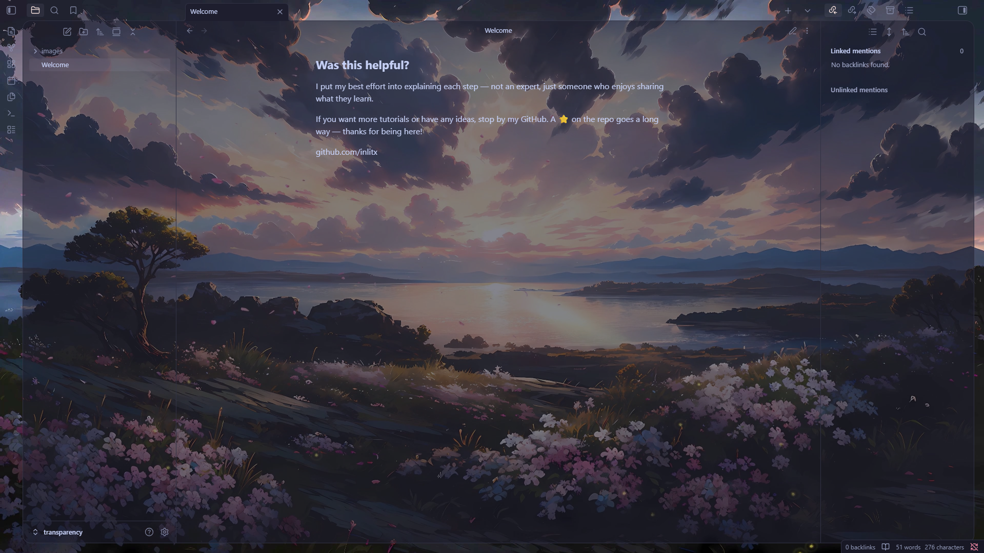 How to get transparency with images or GIFs in Obsidian