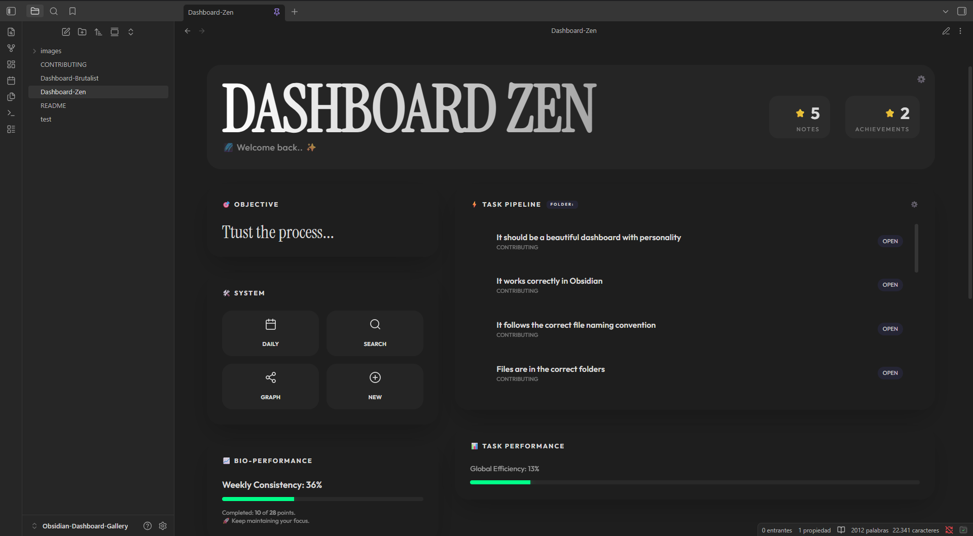 Dashboard Zen